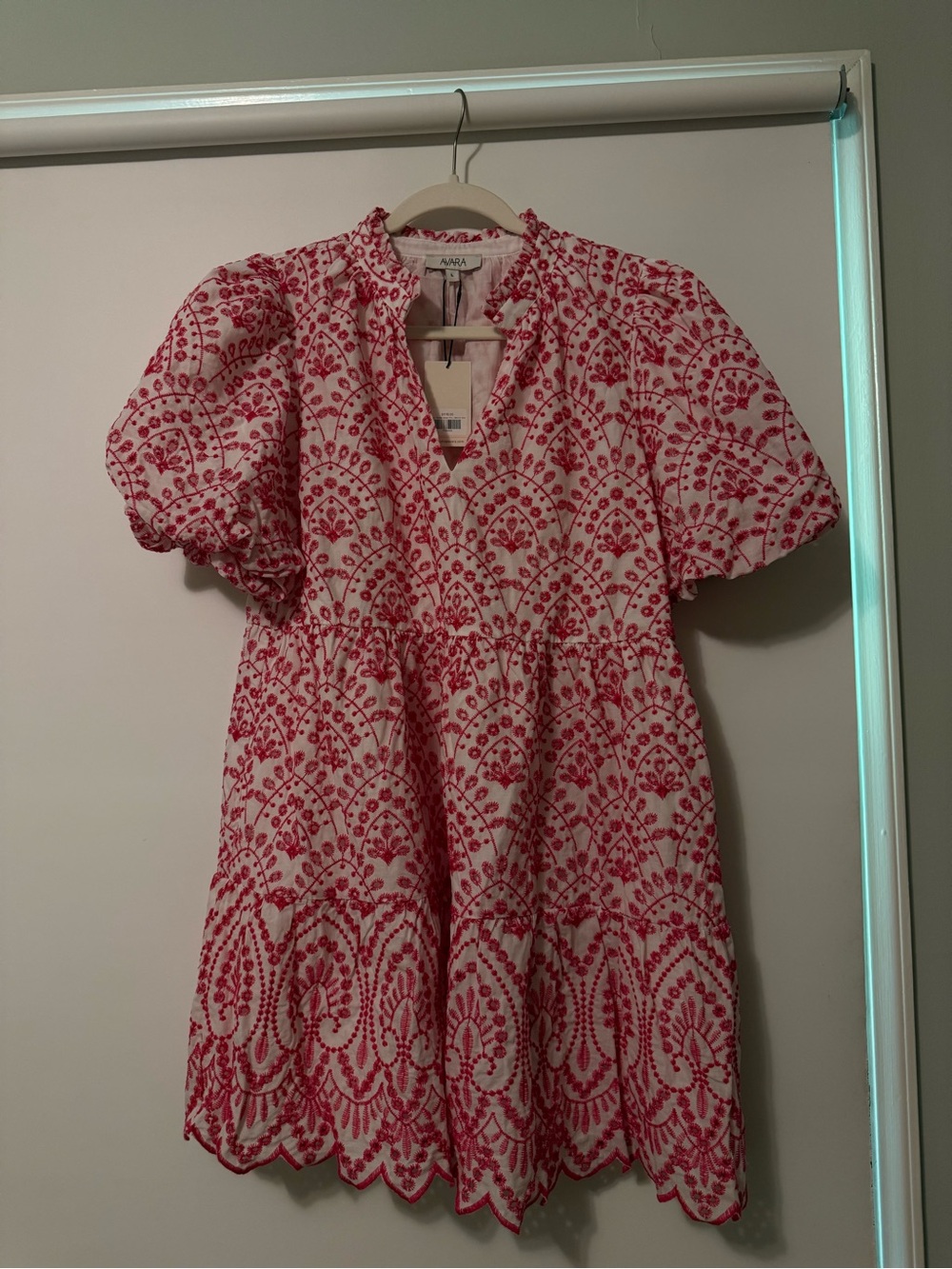 Red Embroidered Mini Dress by Zara